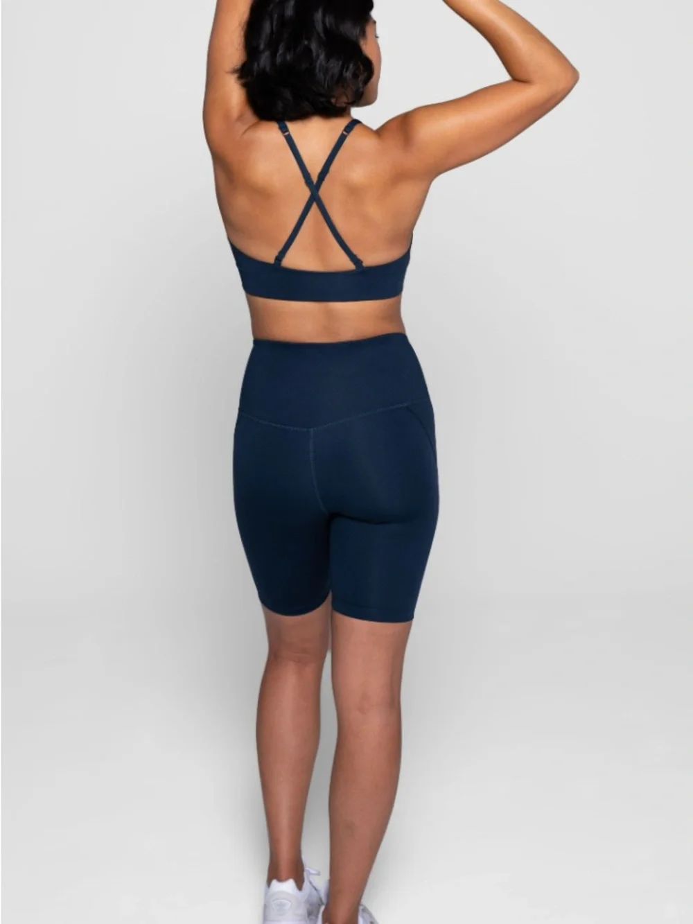 High-Neck Navy Crop Bralette - Women's Intimates| Girlfriend Collective| Topanga